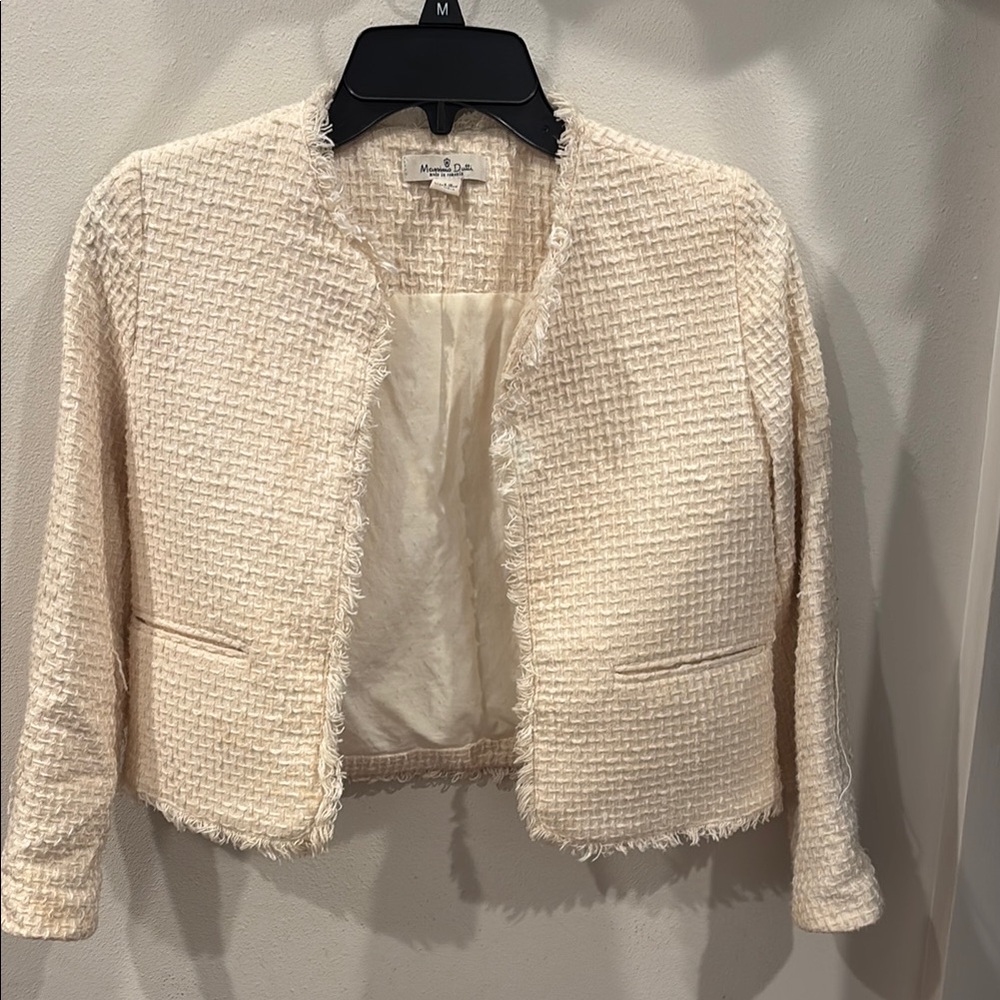 Massimo Dutti Cream Blazer with Textured Fabric